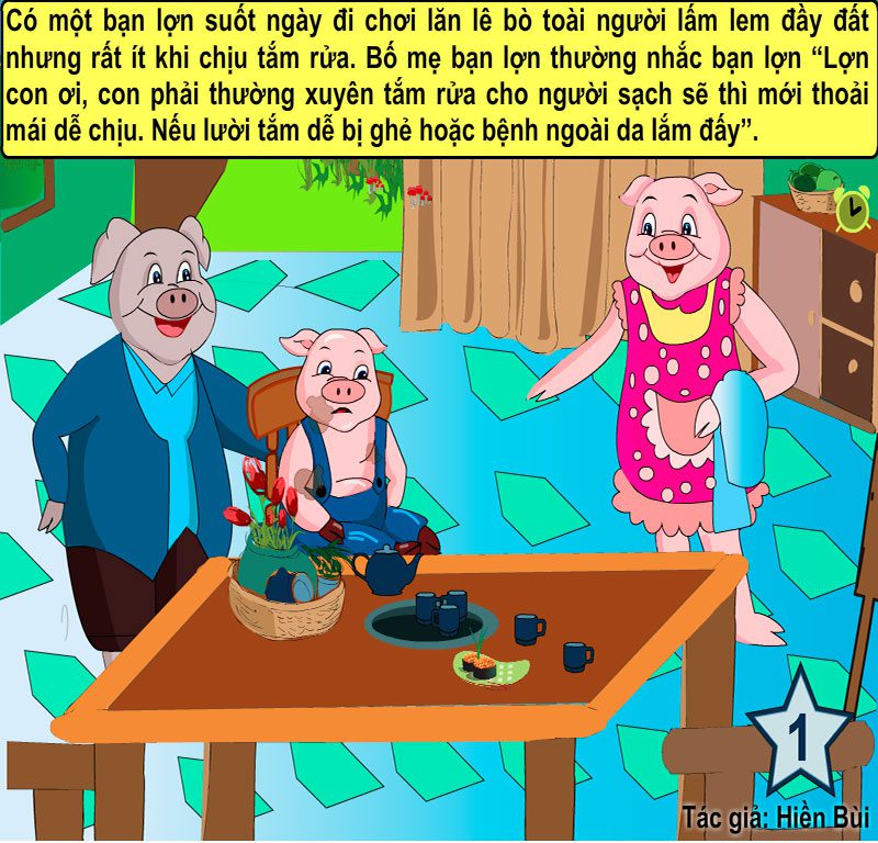 Truyện tranh: Bạn Lợn Lười Tắm 2 truyen tranh ban lon luoi tam 8
